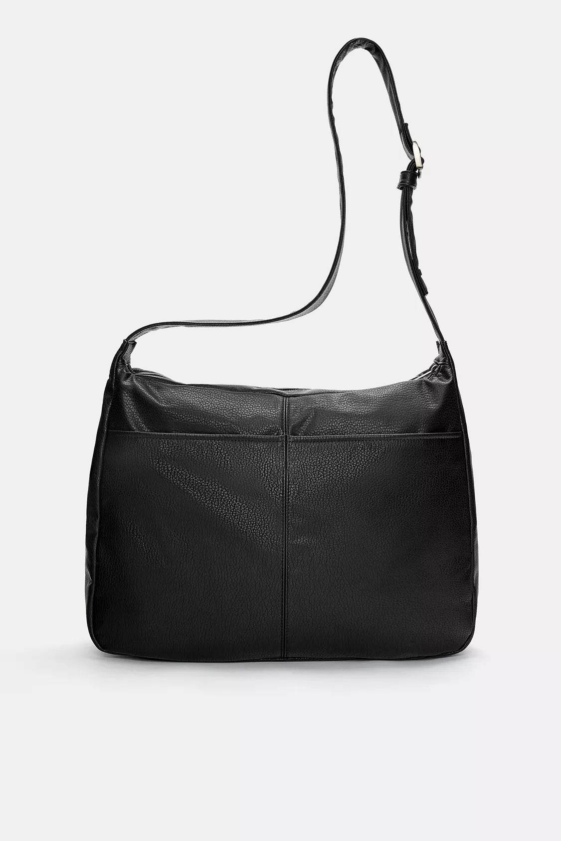 Faux leather crossed shopper bag